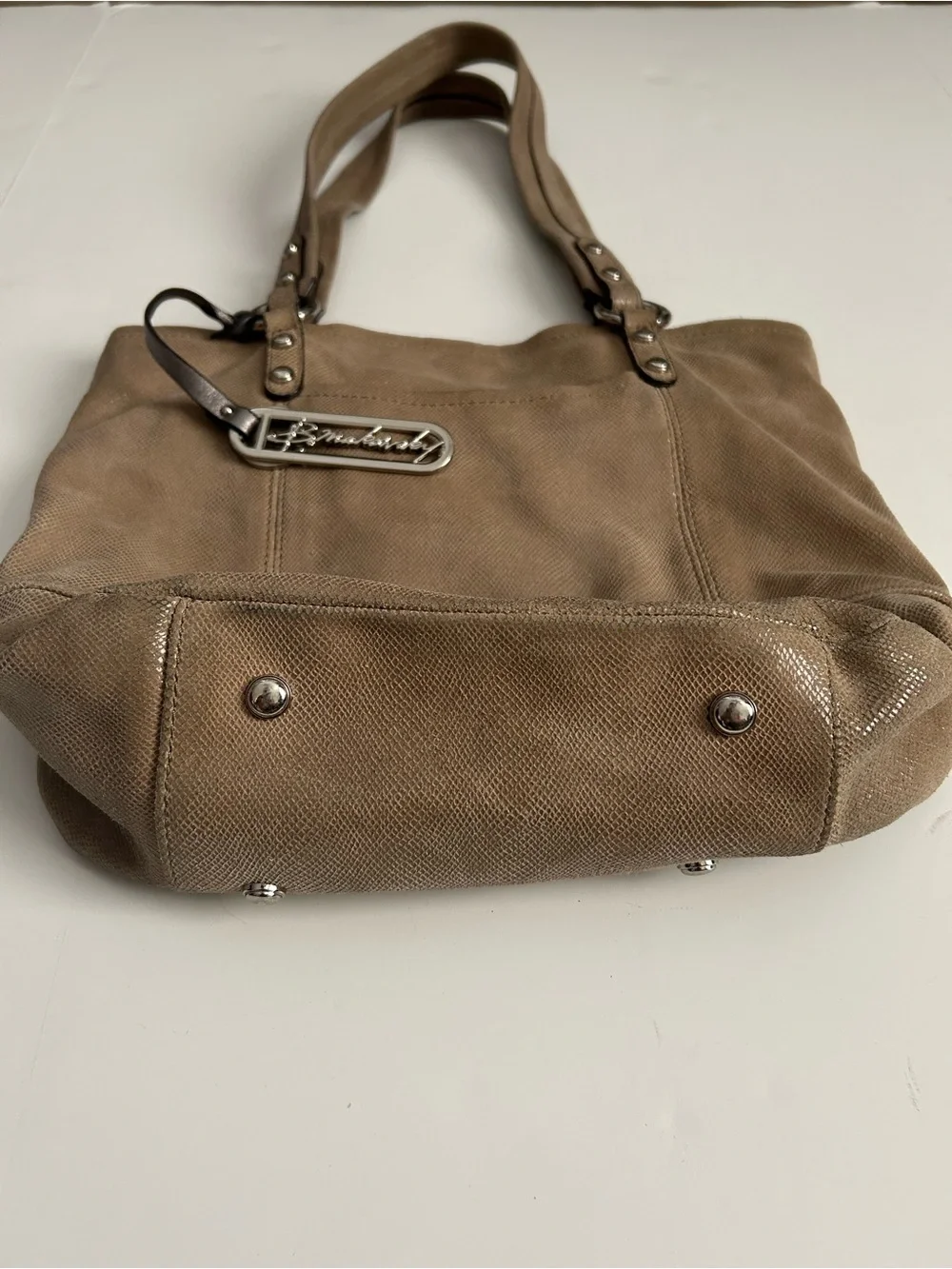 B. makowsky Natural Brown Leather Shoulder Bag